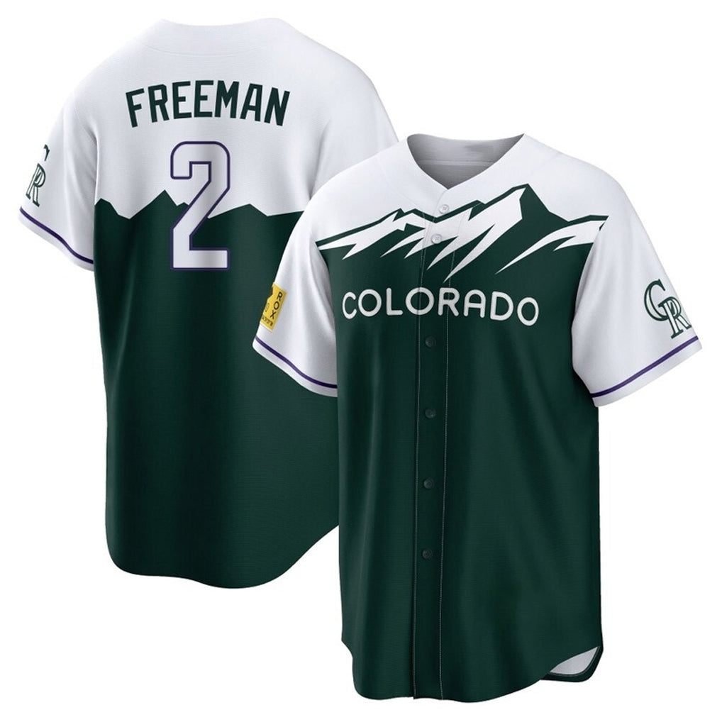 Rebec C.Rockies #2 Tyler Freeman Player Green City Connect Home Game Stitched Jerseys