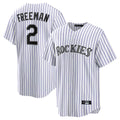 Rebec C.Rockies #2 Tyler Freeman Player White Game Home Stitched Jerseys