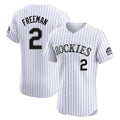 Rebec C.Rockies #2 Tyler Freeman Player White Limited Elite Home Stitched Jerseys