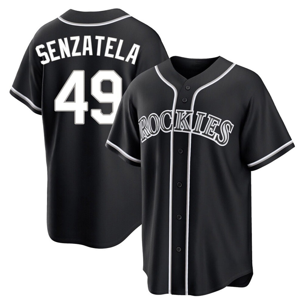 Rebec C.Rockies #49 Antonio Senzatela Player Black Fashion Out Home Game Stitched Jerseys