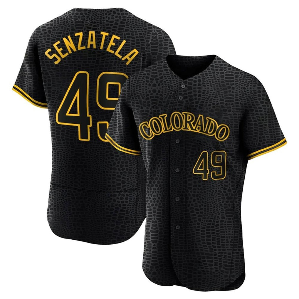 Rebec C.Rockies #49 Antonio Senzatela Player Black Snake Skin City Limited Elite Home Stitched Jerseys