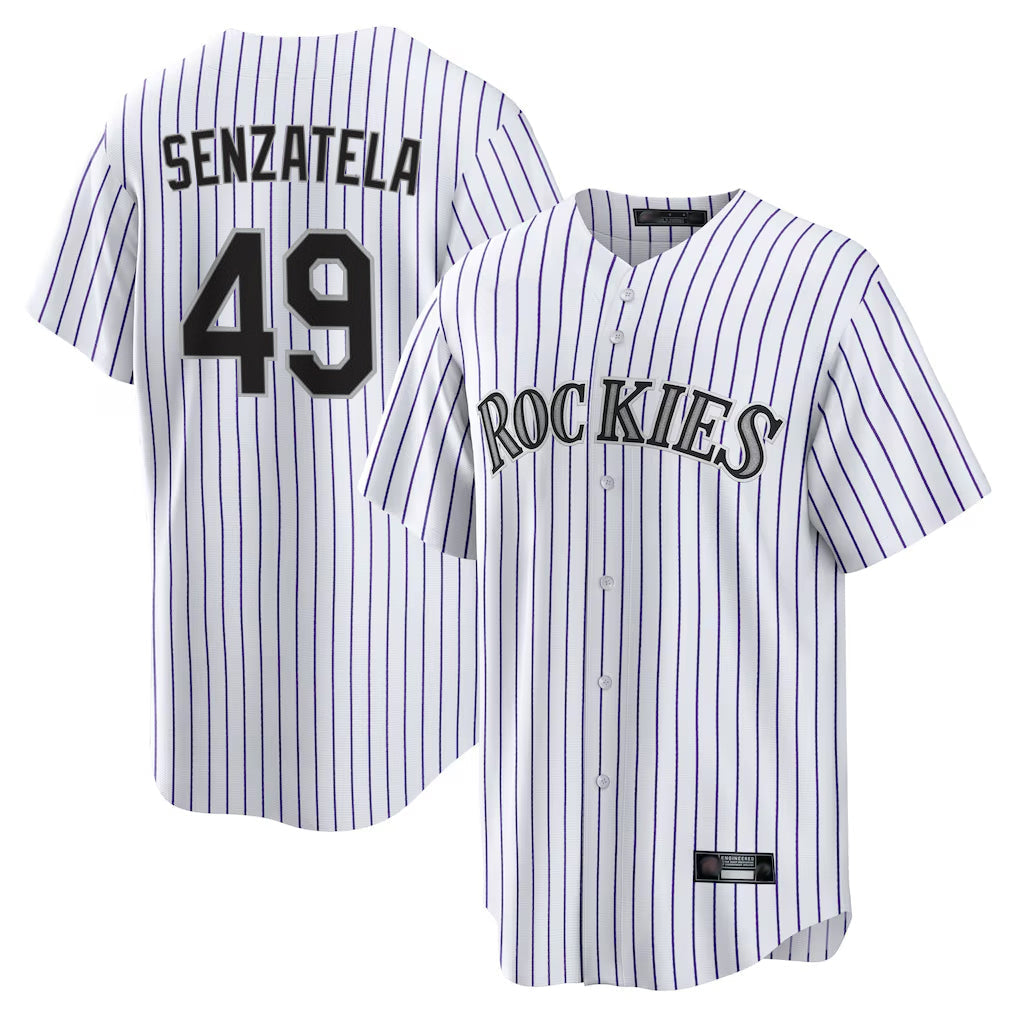 Rebec C.Rockies #49 Antonio Senzatela Player White Game Home Stitched Jerseys