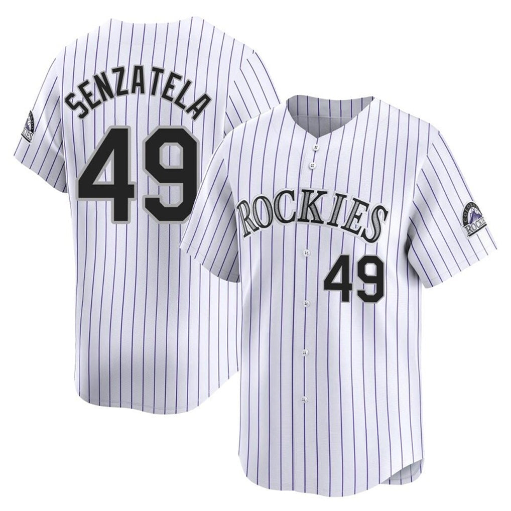 Rebec C.Rockies #49 Antonio Senzatela Player White Limited Home Stitched Jerseys