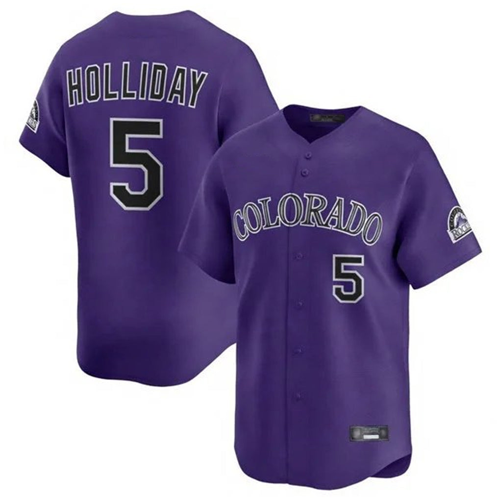 Rebec C.Rockies #5 Matt Holliday Player Purple Limited Home Stitched Jerseys