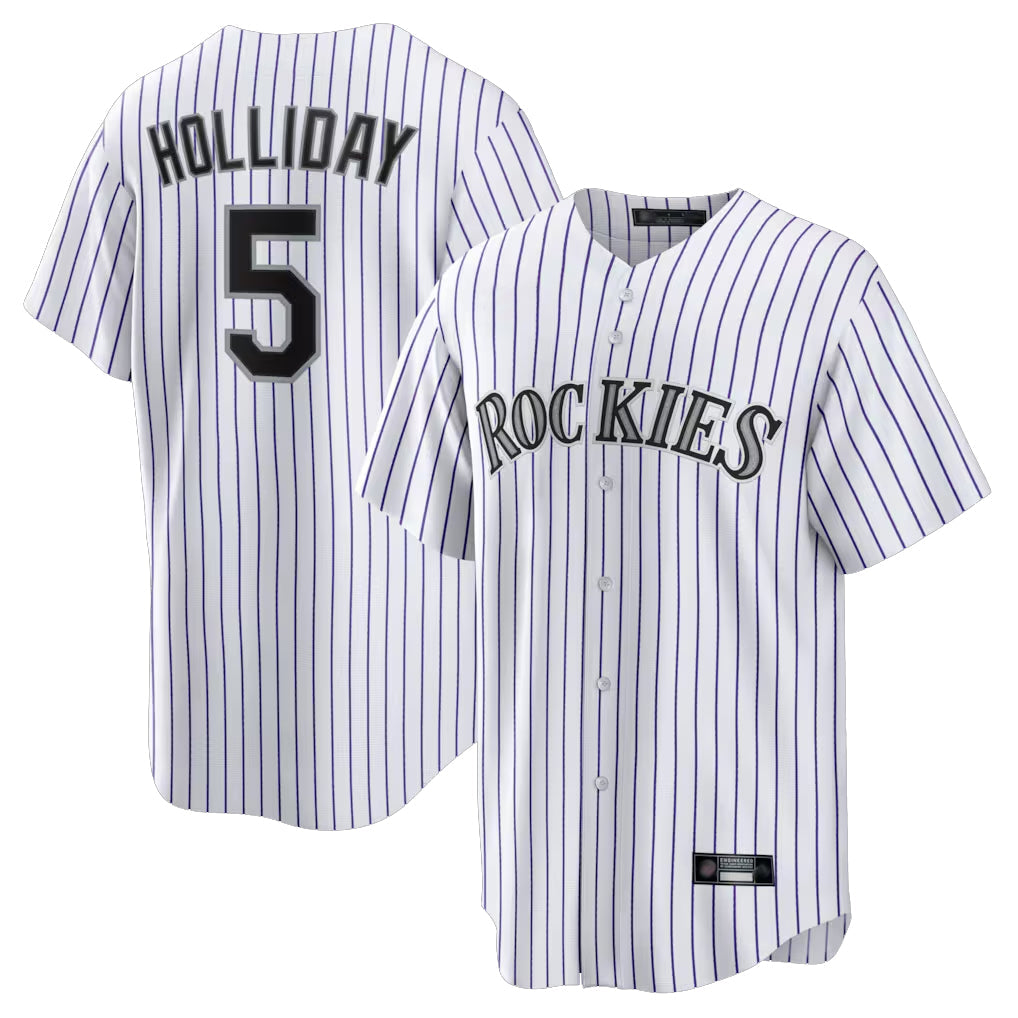 Rebec C.Rockies #5 Matt Holliday Player White Game Home Stitched Jerseys