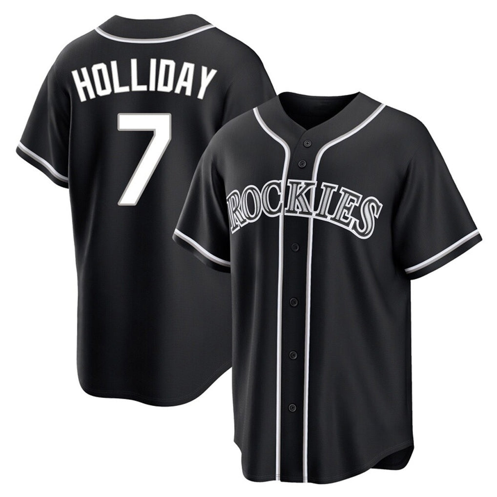 Rebec C.Rockies #7 Matt Holliday Player Black Fashion Out Home Game Stitched Jerseys