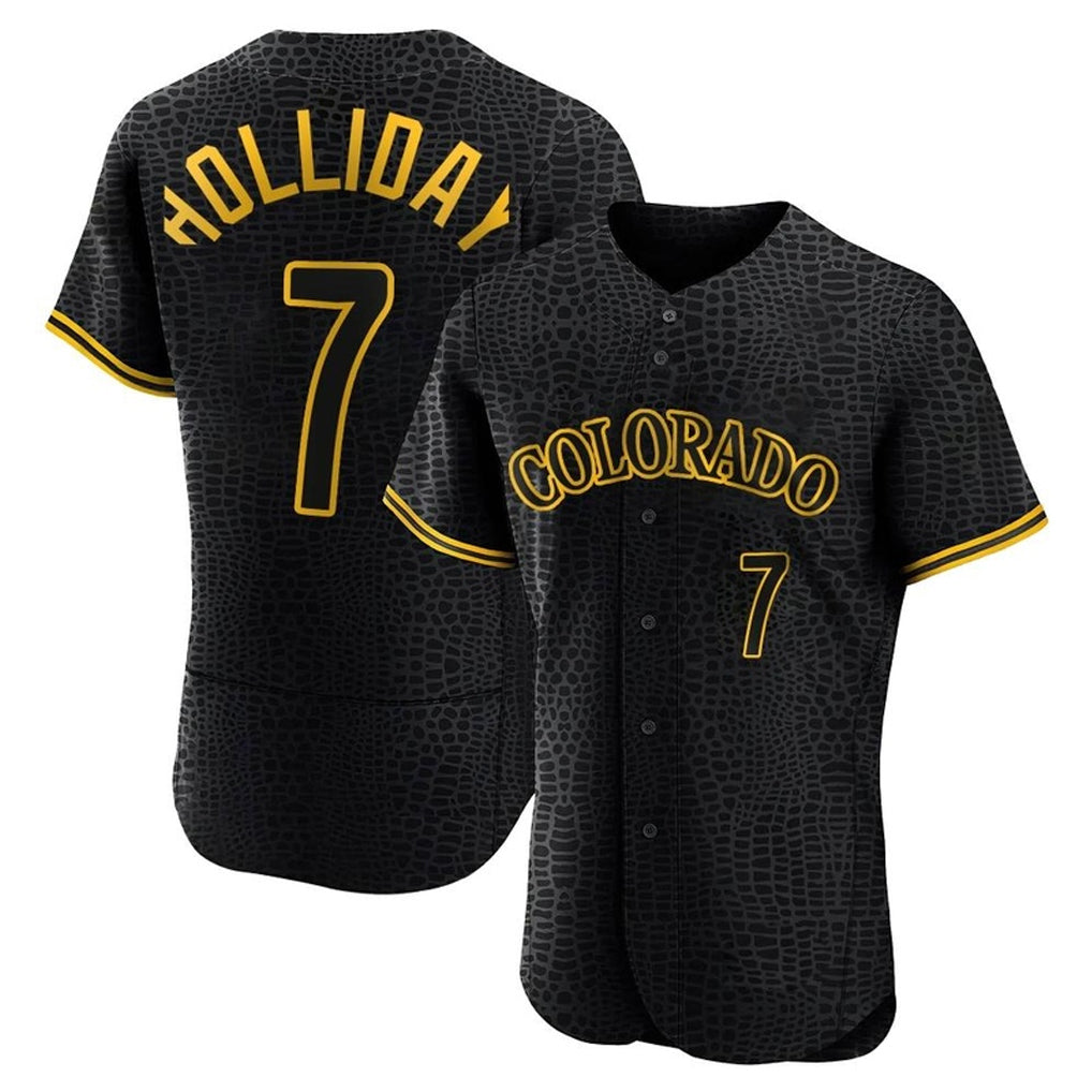 Rebec C.Rockies #7 Matt Holliday Player Black Snake Skin City Limited Elite Home Stitched Jerseys