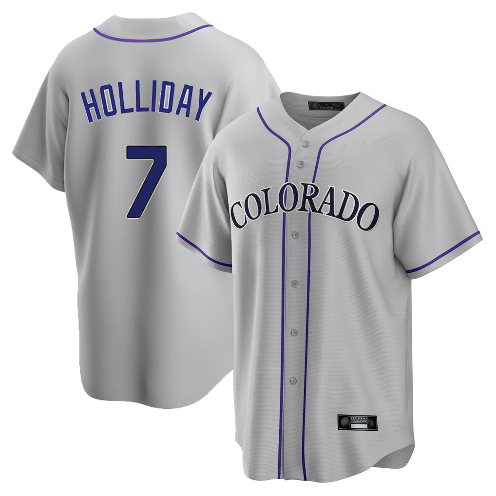 Rebec C.Rockies #7 Matt Holliday Player Gray Game Home Stitched Jerseys