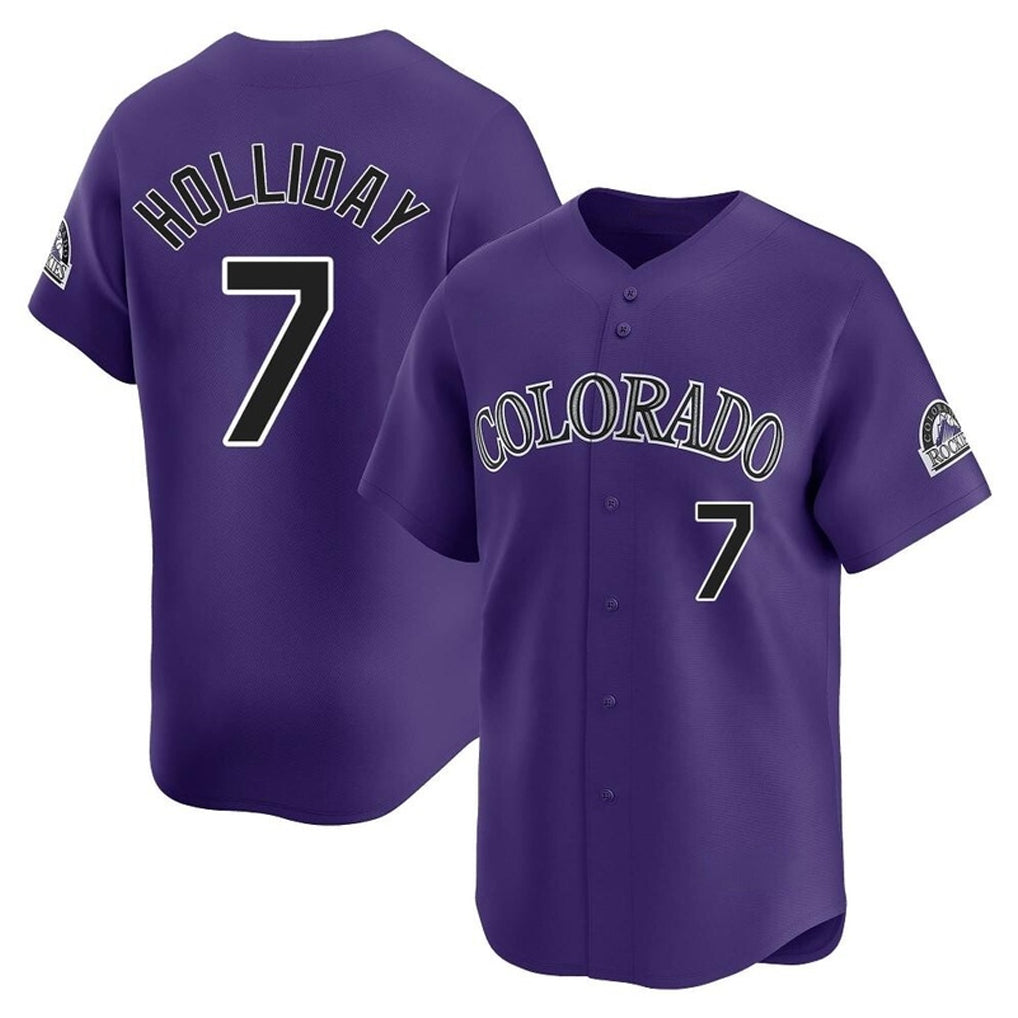 Rebec C.Rockies #7 Matt Holliday Player Purple Limited Home Stitched Jerseys
