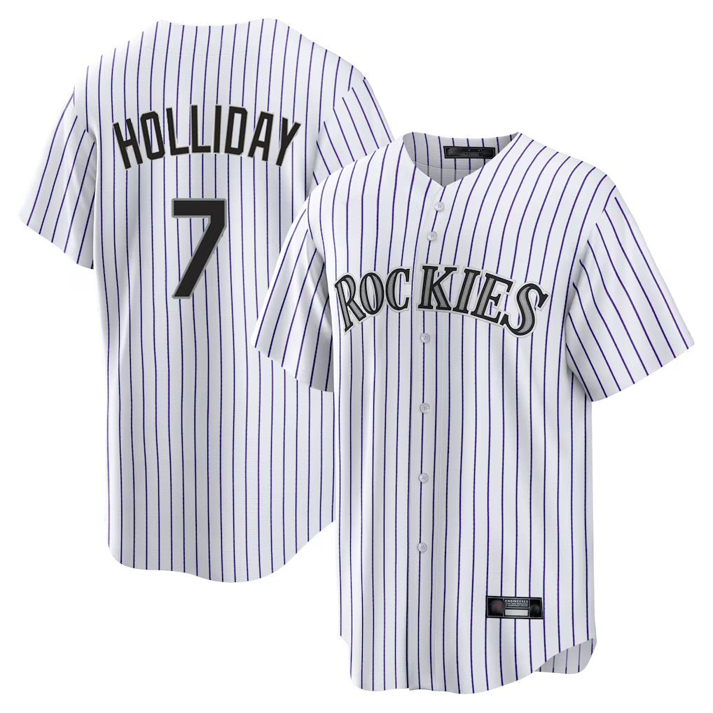 Rebec C.Rockies #7 Matt Holliday Player White Game Home Stitched Jerseys