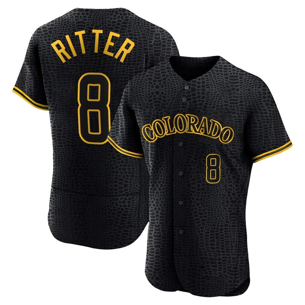 Rebec C.Rockies #8 Ryan Ritter Player Black Snake Skin City Limited Elite Home Stitched Jerseys