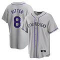Rebec C.Rockies #8 Ryan Ritter Player Gray Game Home Stitched Jerseys