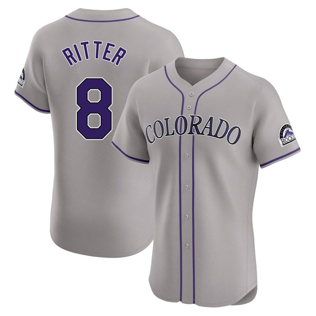 Rebec C.Rockies #8 Ryan Ritter Player Gray Limited Elite Home Stitched Jerseys