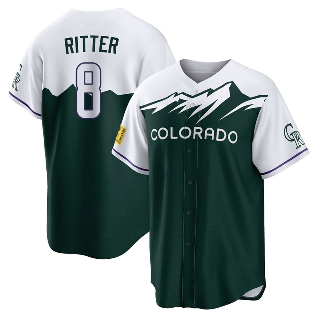 Rebec C.Rockies #8 Ryan Ritter Player Green City Connect Home Game Stitched Jerseys