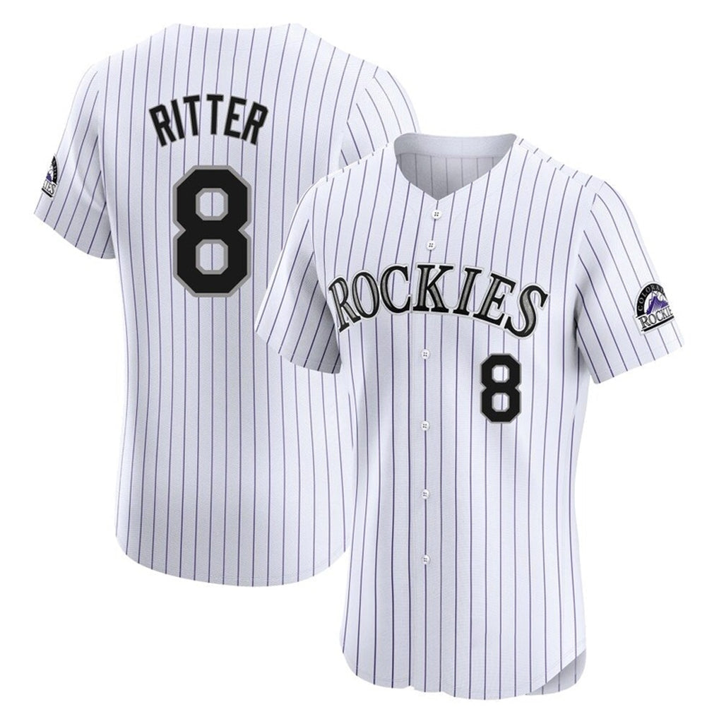 Rebec C.Rockies #8 Ryan Ritter Player White Limited Elite Home Stitched Jerseys
