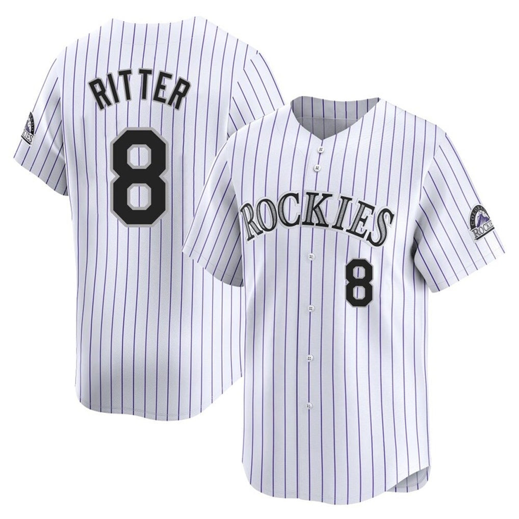 Rebec C.Rockies #8 Ryan Ritter Player White Limited Home Stitched Jerseys