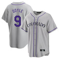 Rebec C.Rockies #9 Brenton Doyle Player Gray Game Home Stitched Jerseys