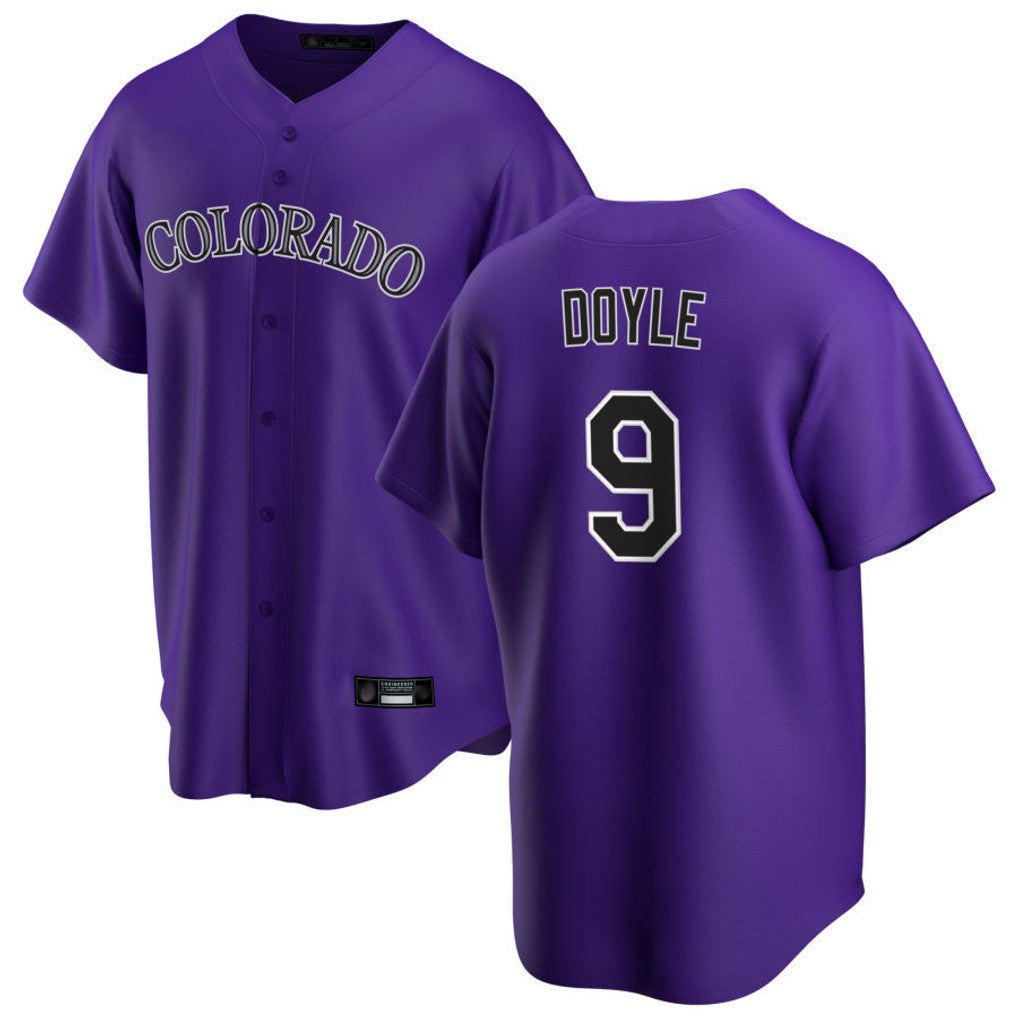Rebec C.Rockies #9 Brenton Doyle Player Purple Game Home Stitched Jerseys