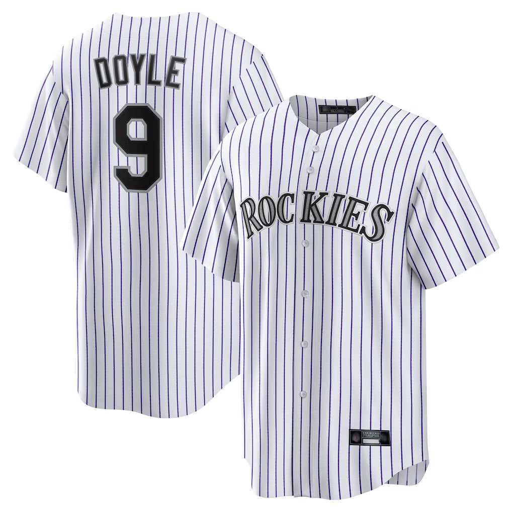 Rebec C.Rockies #9 Brenton Doyle Player White Game Home Stitched Jerseys