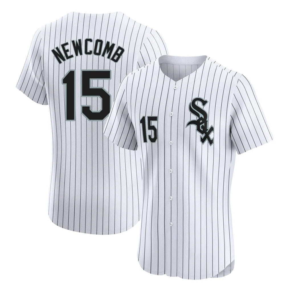 Rebec C.White Sox #15 Sean Newcomb Player White Stripe Limited Elite Home Stitched Jerseys