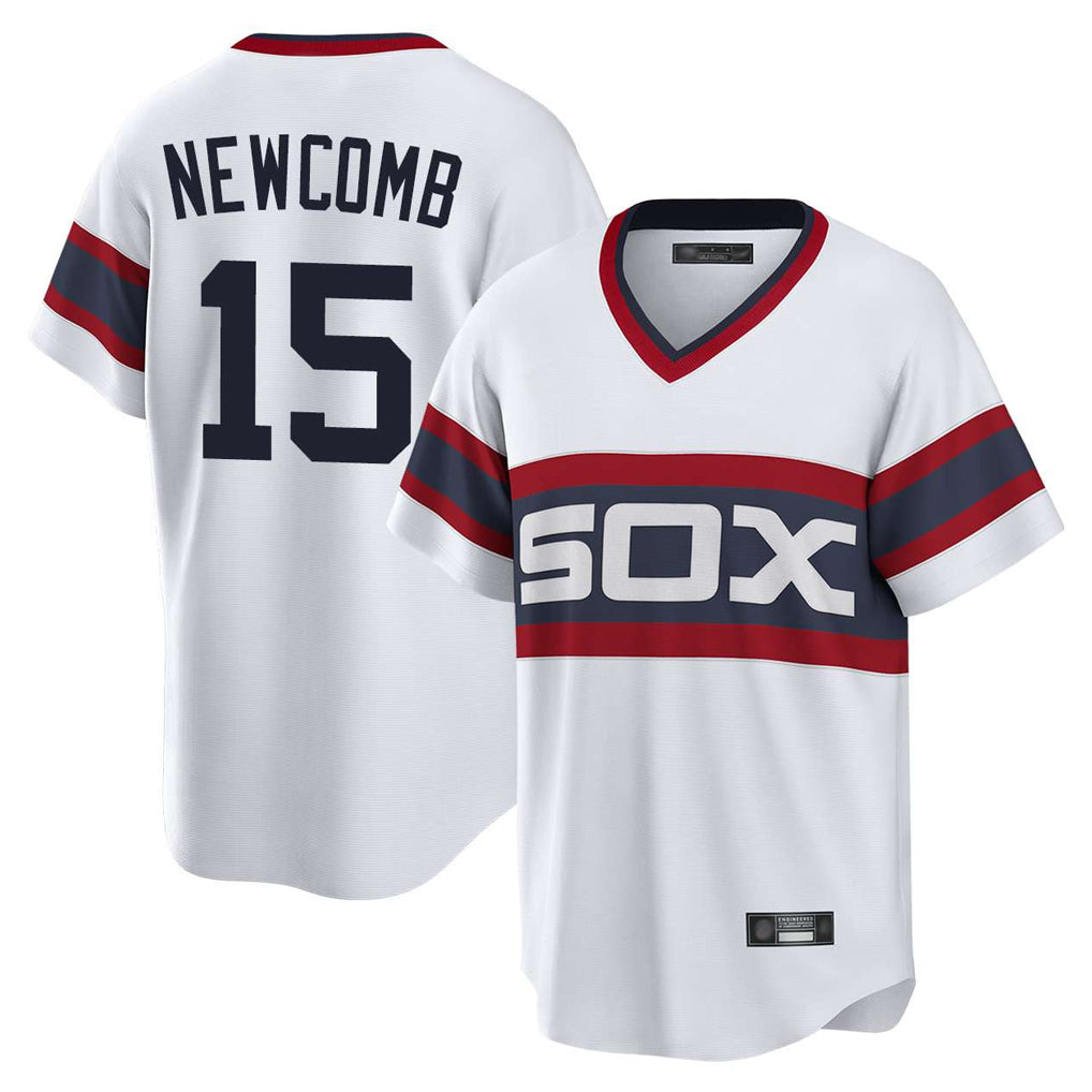 Rebec C.White Sox #15 Sean Newcomb Player White T-shirt Home Game Stitched Jerseys
