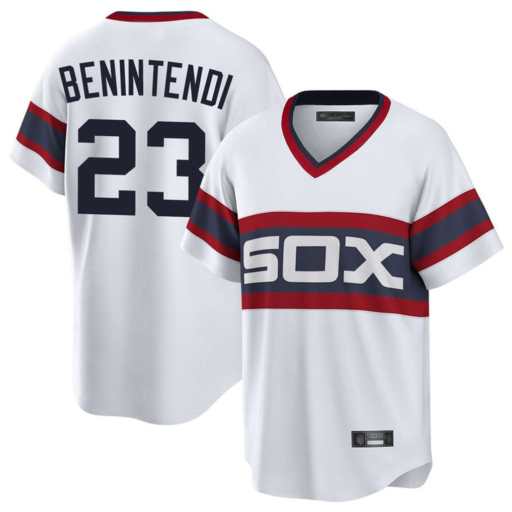 Rebec C.White Sox #23 Andrew Benintendi Player White T-shirt Home Game Stitched Jerseys