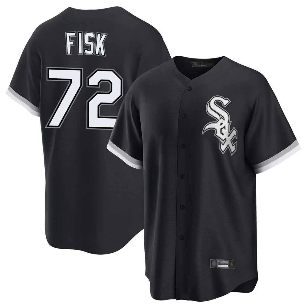 Rebec C.White Sox #72 Carlton Fisk Player Black Home Game Stitched Jerseys