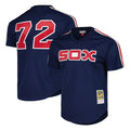 Rebec C.White Sox #72 Carlton Fisk Player Navy Mitchell & Ness Cooperstown Collection Mesh Game Stitched Jerseys