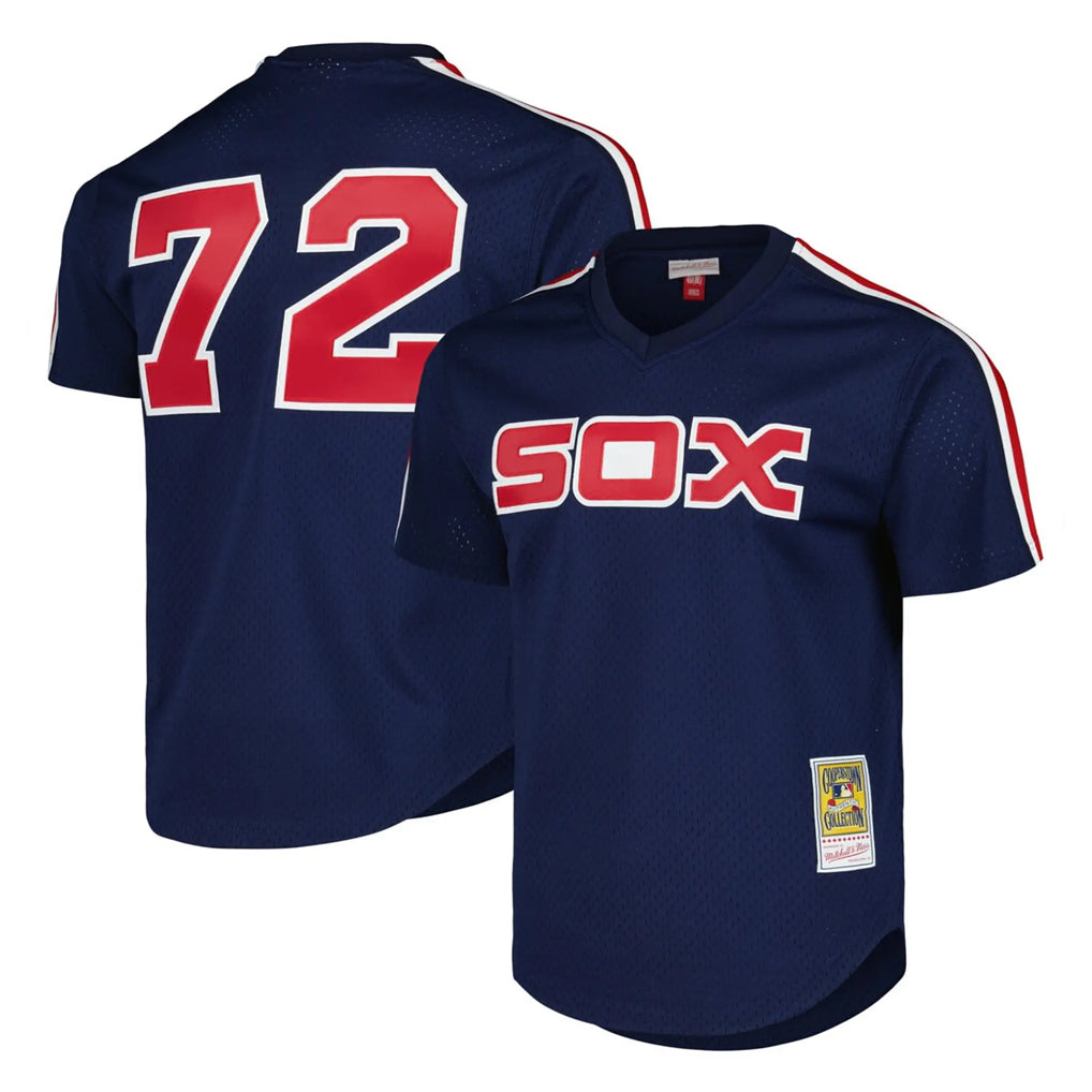 Rebec C.White Sox #72 Carlton Fisk Player Navy Mitchell & Ness Cooperstown Collection Mesh Game Stitched Jerseys
