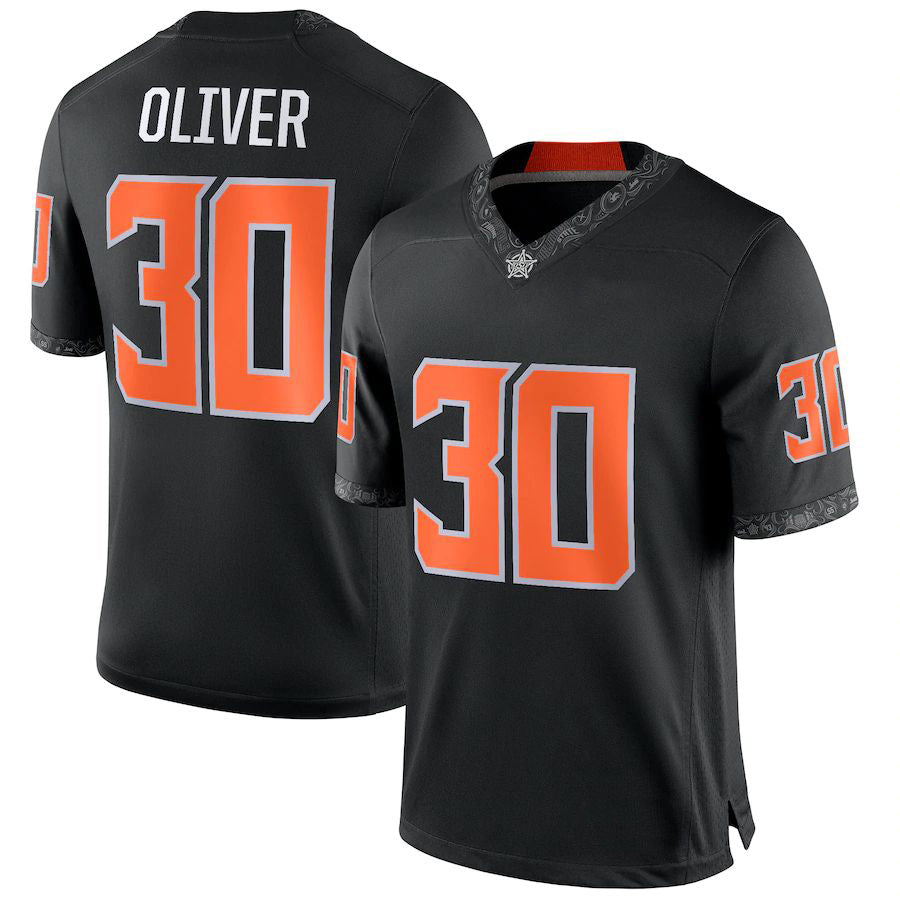 Rebec O.State Cowboys #30 Collin Oliver NIL Replica Football Jersey  Black Stitched American College Jerseys