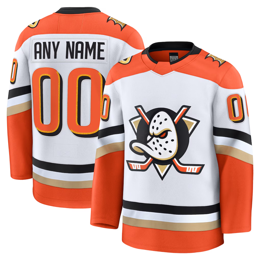 Rebec Custom A.Ducks White Away Premium Jerseys
