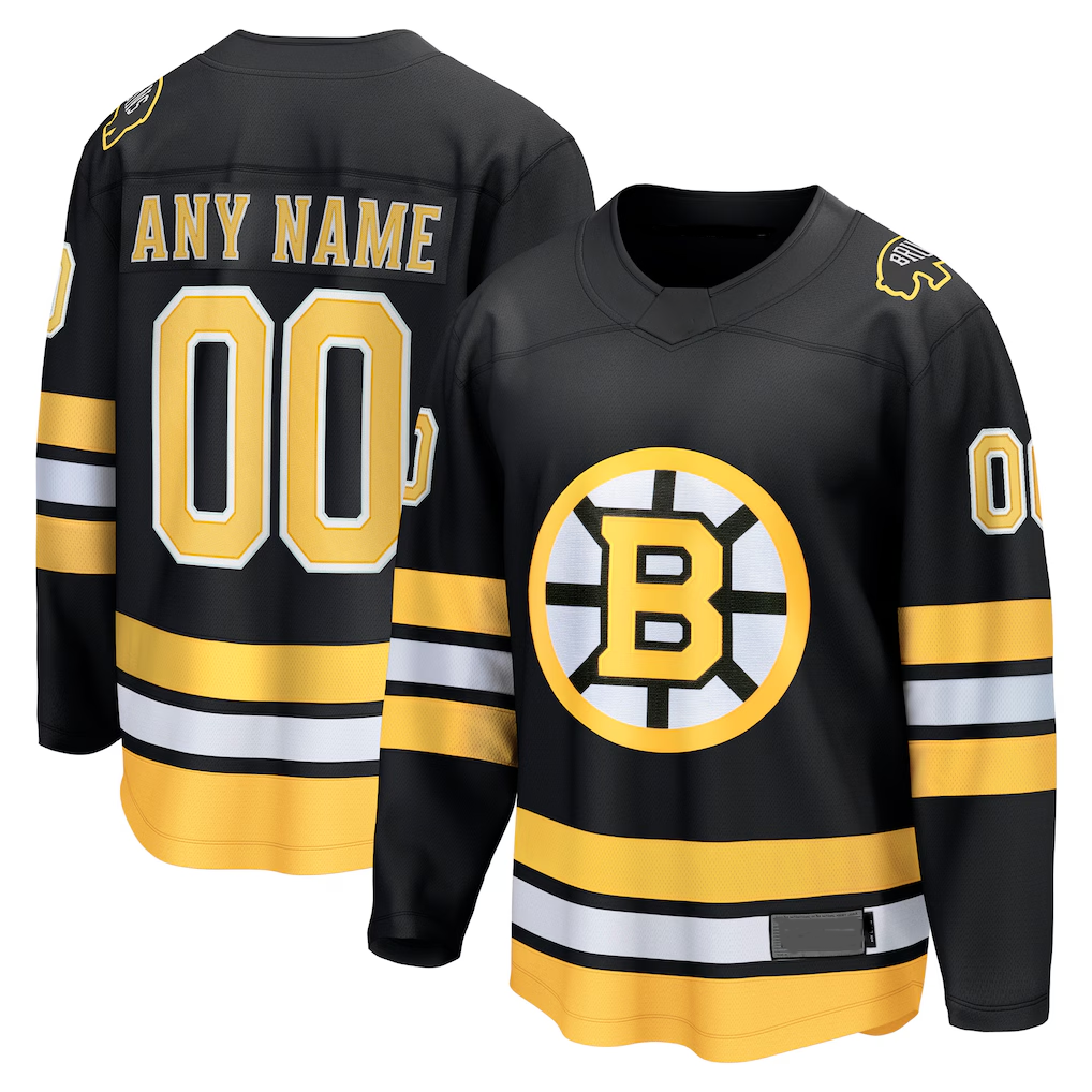 Rebec Custom B.Bruins Black Home Breakaway Stitched Jerseys