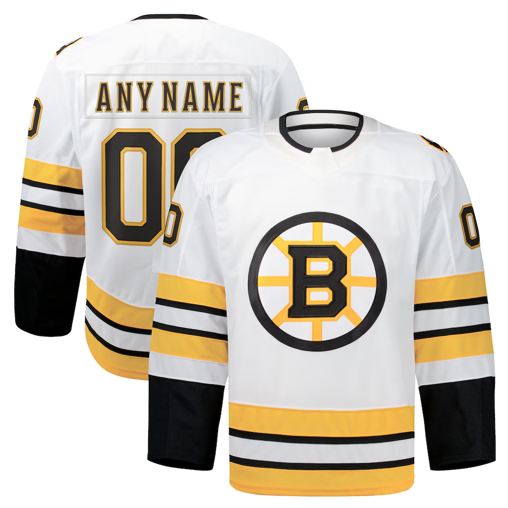 Rebec Custom B.Bruins White Away Authentic Pro Stitched Jerseys