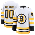 Rebec Custom B.Bruins White Away Premium Stitched Jerseys