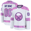 Rebec Custom B.Sabres White 2024 Hockey Fights Cancer Practice Stitched Jerseys