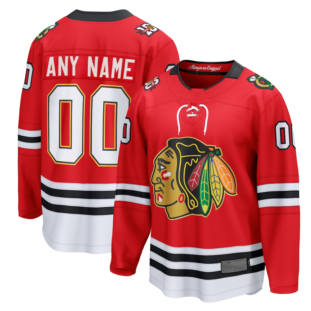Rebec Custom C.Blackhawks Red Centennial Breakaway Jerseys