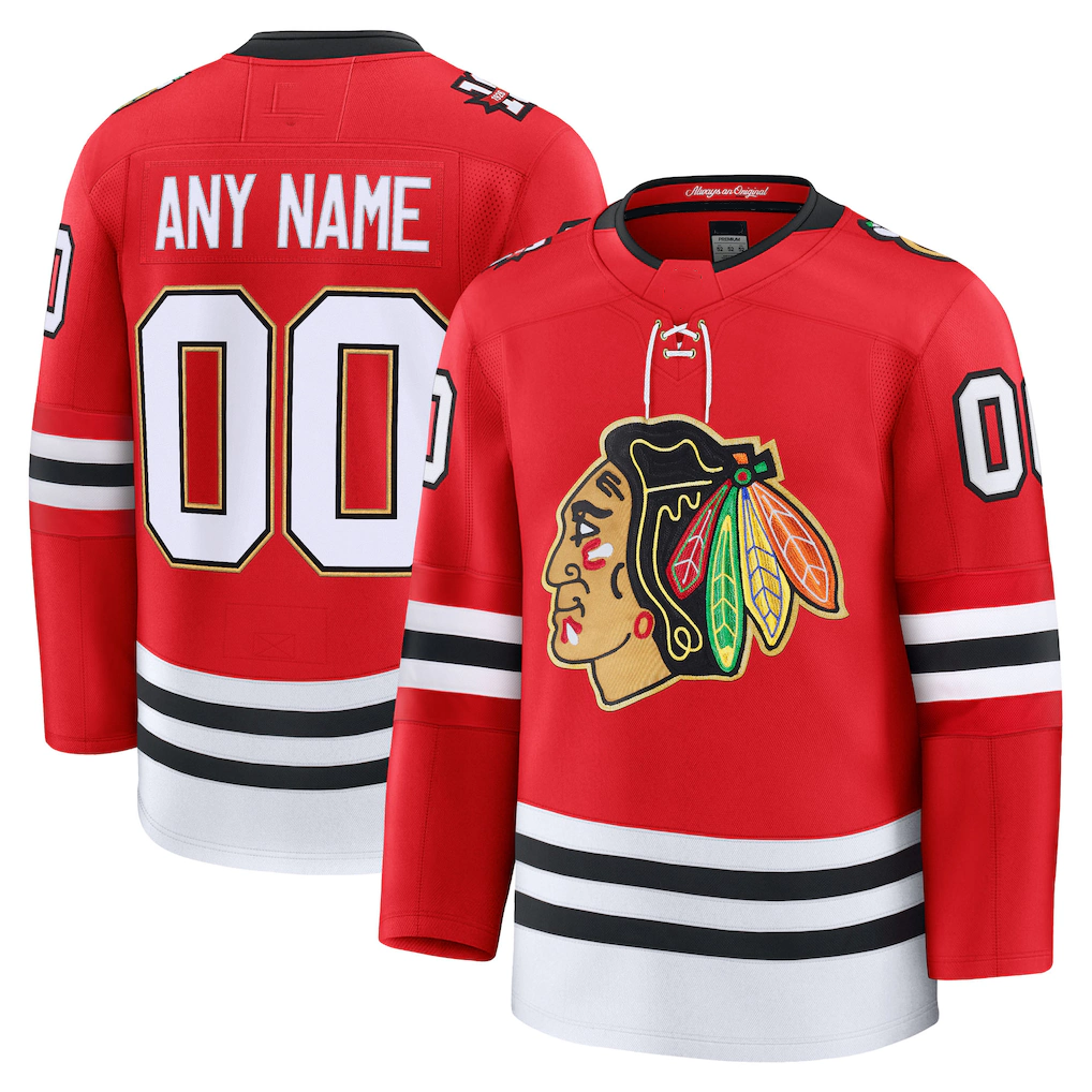 Rebec Custom C.Blackhawks Red Centennial Premium Jerseys