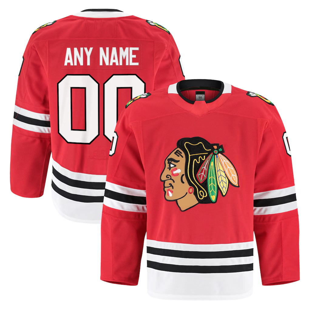 Rebec Custom C.Blackhawks Red Home Authentic Pro Jerseys