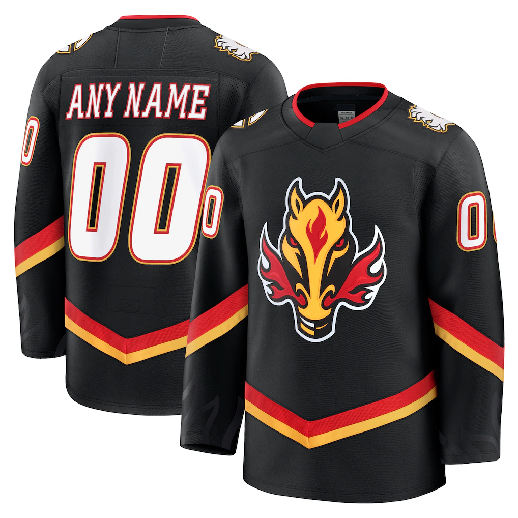 Rebec Custom C.Flames Black Alternate Premium Jerseys