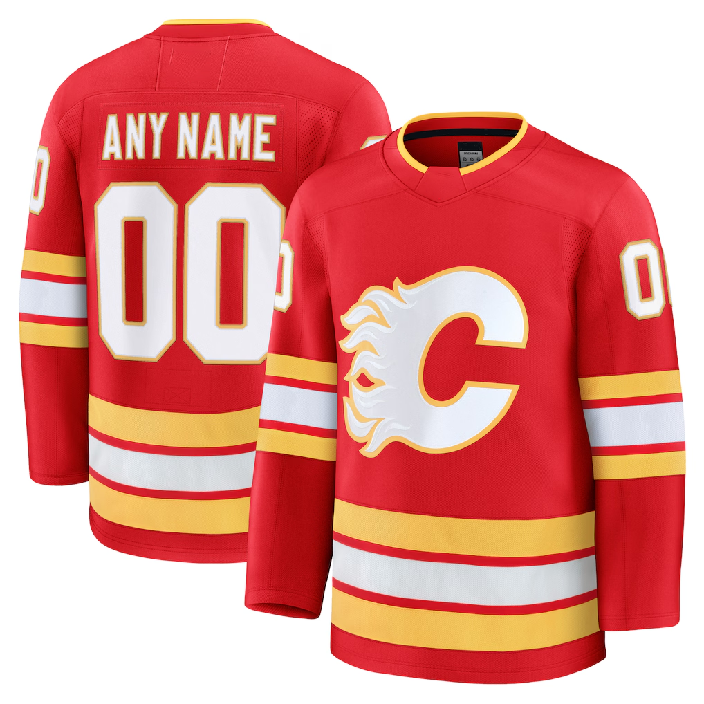 Rebec Custom C.Flames Red Home Premium Jerseys