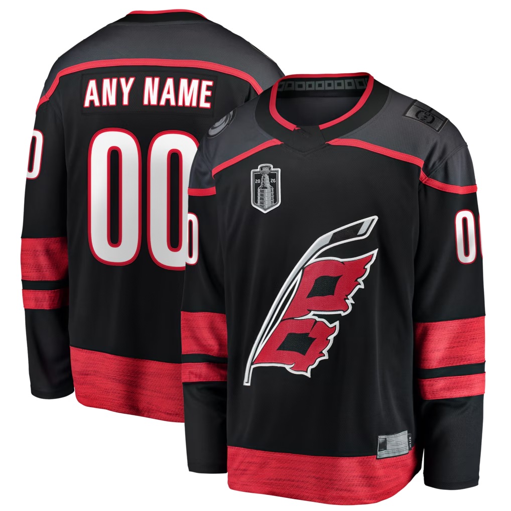 Rebec Custom C.Hurricanes Black 2026 Stanley Cup Champions Home Breakaway Custom Stitched Jerseys