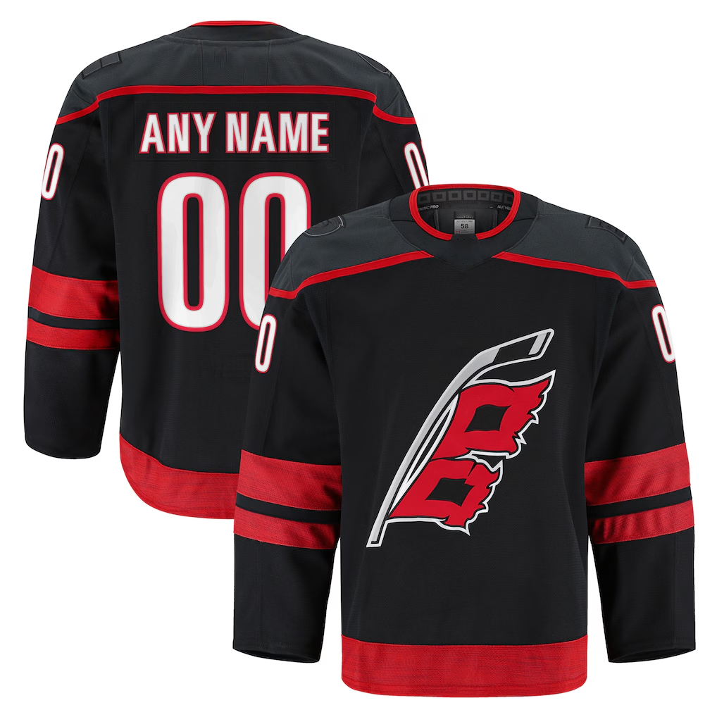 Rebec Custom C.Hurricanes Black Home Authentic Pro Stitched Jerseys