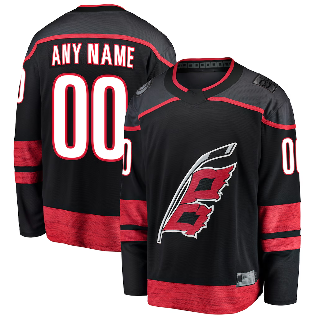 Rebec Custom C.Hurricanes Black Home Breakaway Stitched Jerseys
