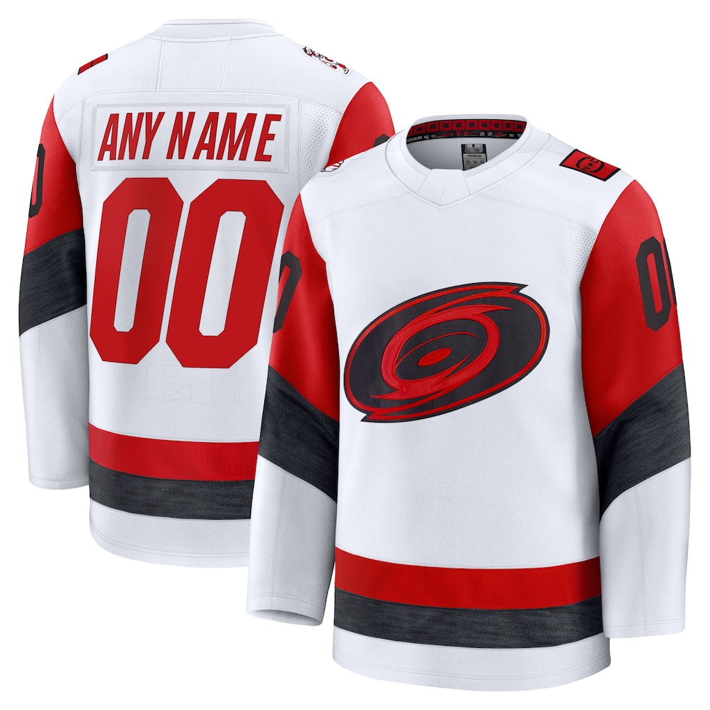 Rebec Custom C.Hurricanes White Away Premium Stitched Jerseys