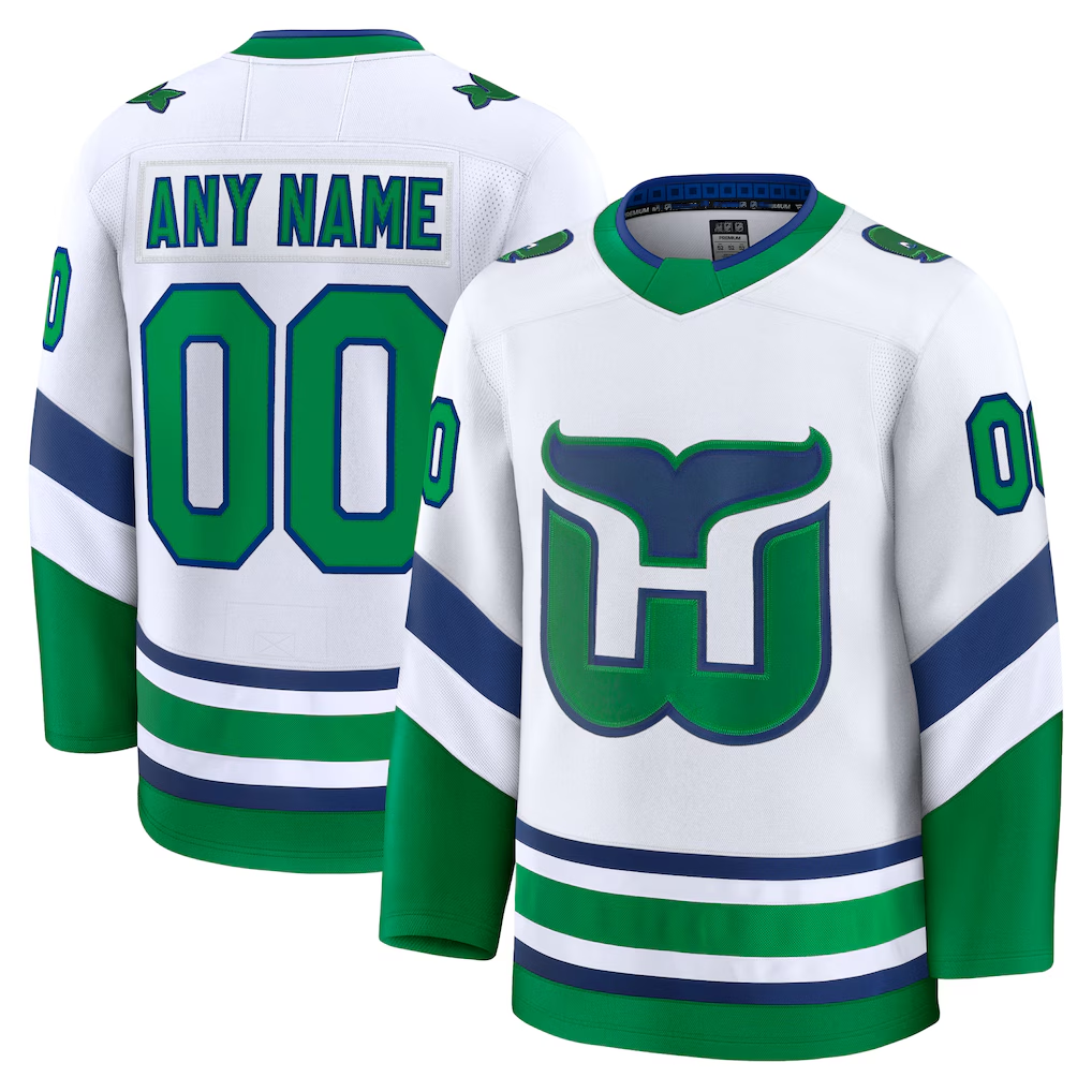 Rebec Custom C.Hurricanes White Throwback Premium Stitched Jerseys