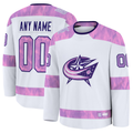 Rebec Custom CB.Jackets White 2024 Hockey Fights Cancer Practice Jersey