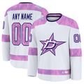 Rebec Custom D.Stars White 2024 Hockey Fights Cancer Practice Jerseys