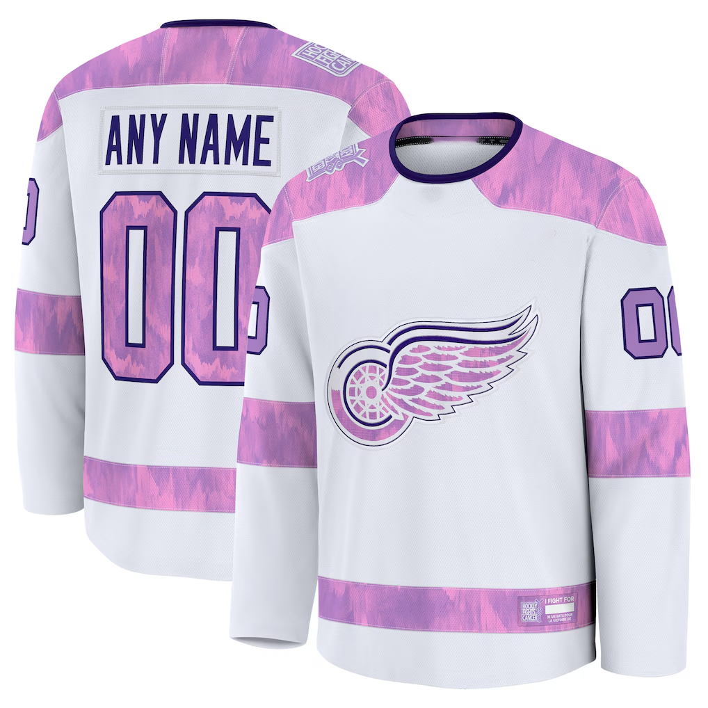 Rebec Custom DR.Wings White 2024 Hockey Fights Cancer Practice Jerseys