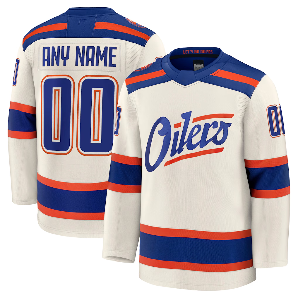 Rebec Custom E.Oilers Light Beige Alternate Premium Jerseys