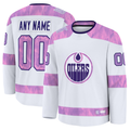 Rebec Custom E.Oilers White 2024 Hockey Fights Cancer Practice Jerseys